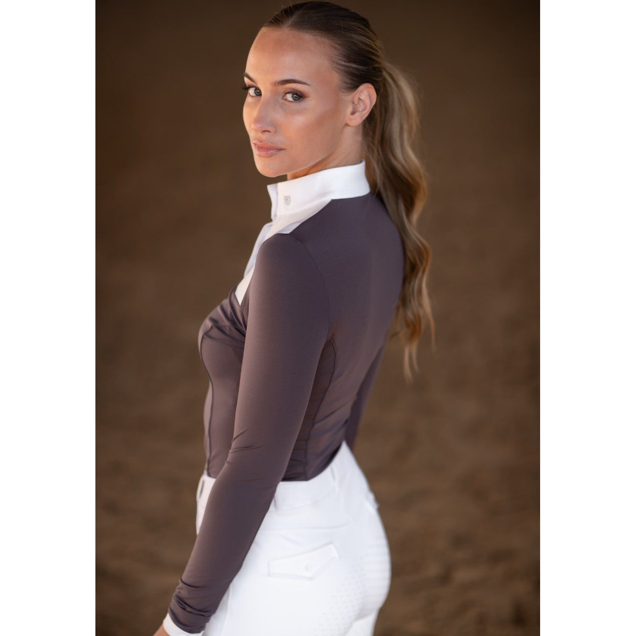 Turniershirt Damen Langarm Fine Line White Dark Violet Longsleeve