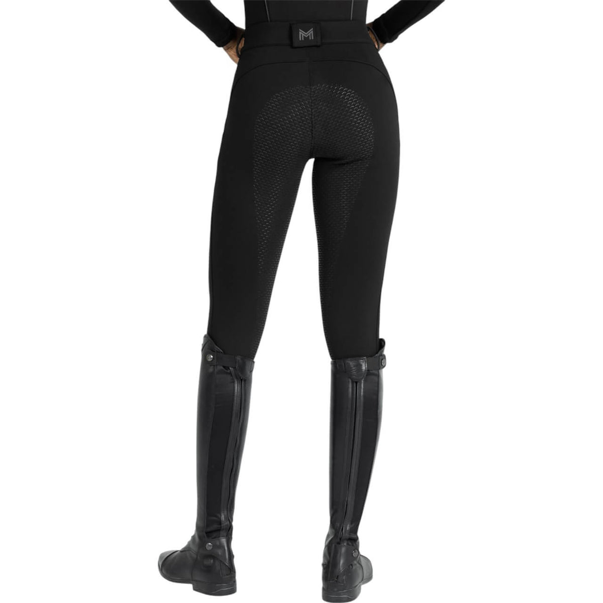 Reithose Damen Full-Grip Arctic Fleeced Breeches, Schwarz, Person trägt die Reithose.