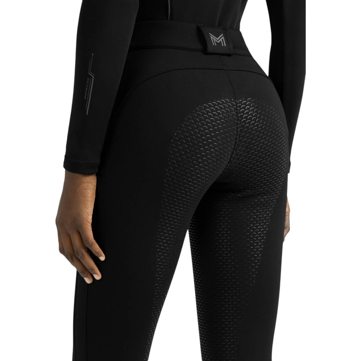 Reithose Damen Full-Grip Arctic Fleeced Breeches, Schwarz, Person trägt das Produkt.
