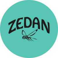 ZEDAN Logo mit Libellen-Grafik.