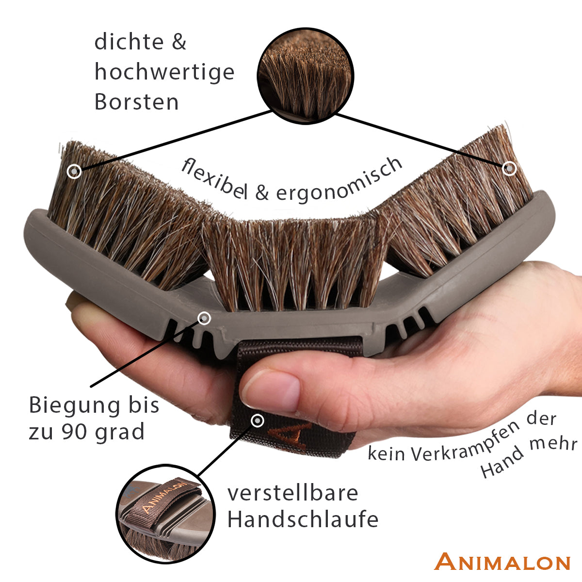 Rosshaar-Kardätsche CareFlex Pferdebürste