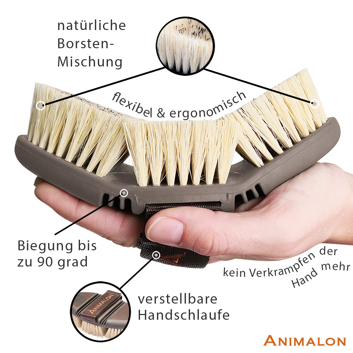 Wurzelbürste CareFlex Pferdebürste Wurzelkardätsche Naturborsten