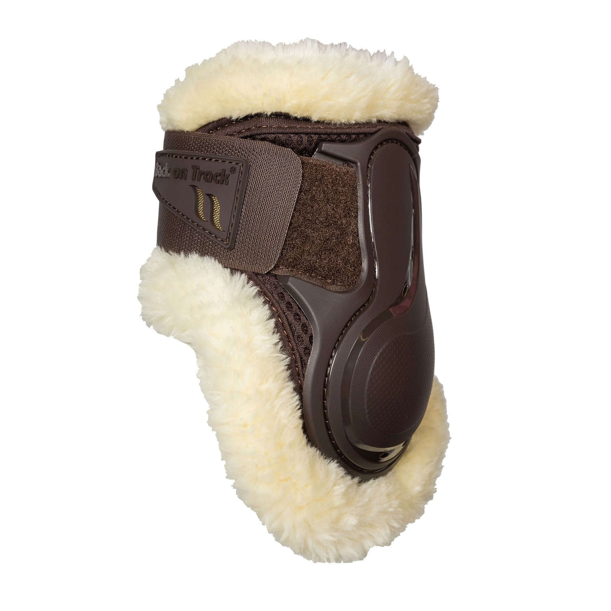 Back on Track Streichkappen Air Flow Light Fur Fetlock Boots, Braun, Produkt allein auf weißem Hintergrund.
