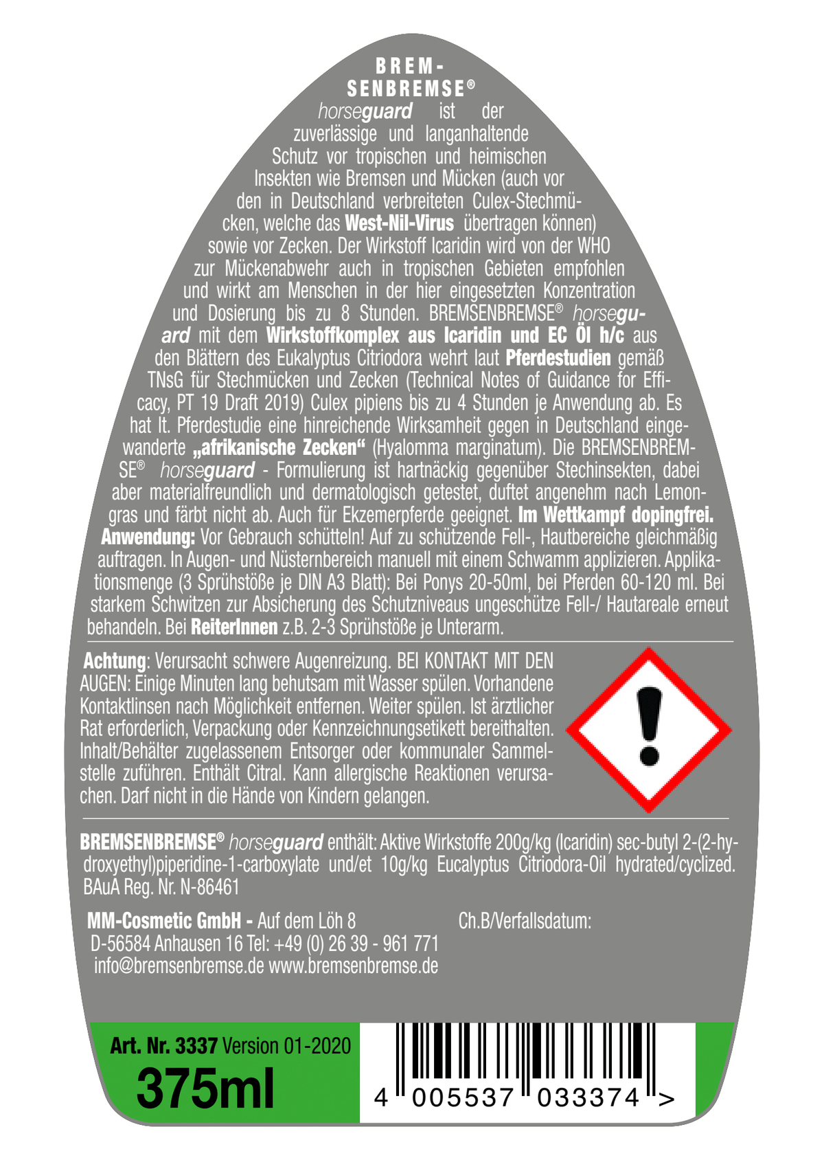 Insektenschutz Horseguard Insektenspray Fliegenspray