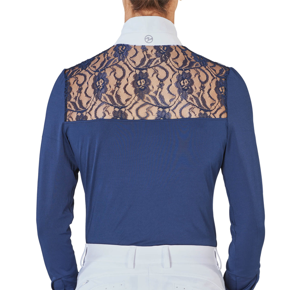 Turnier-Shirt Damen Novara II, dunkelblau, Rückansicht an Person getragen.