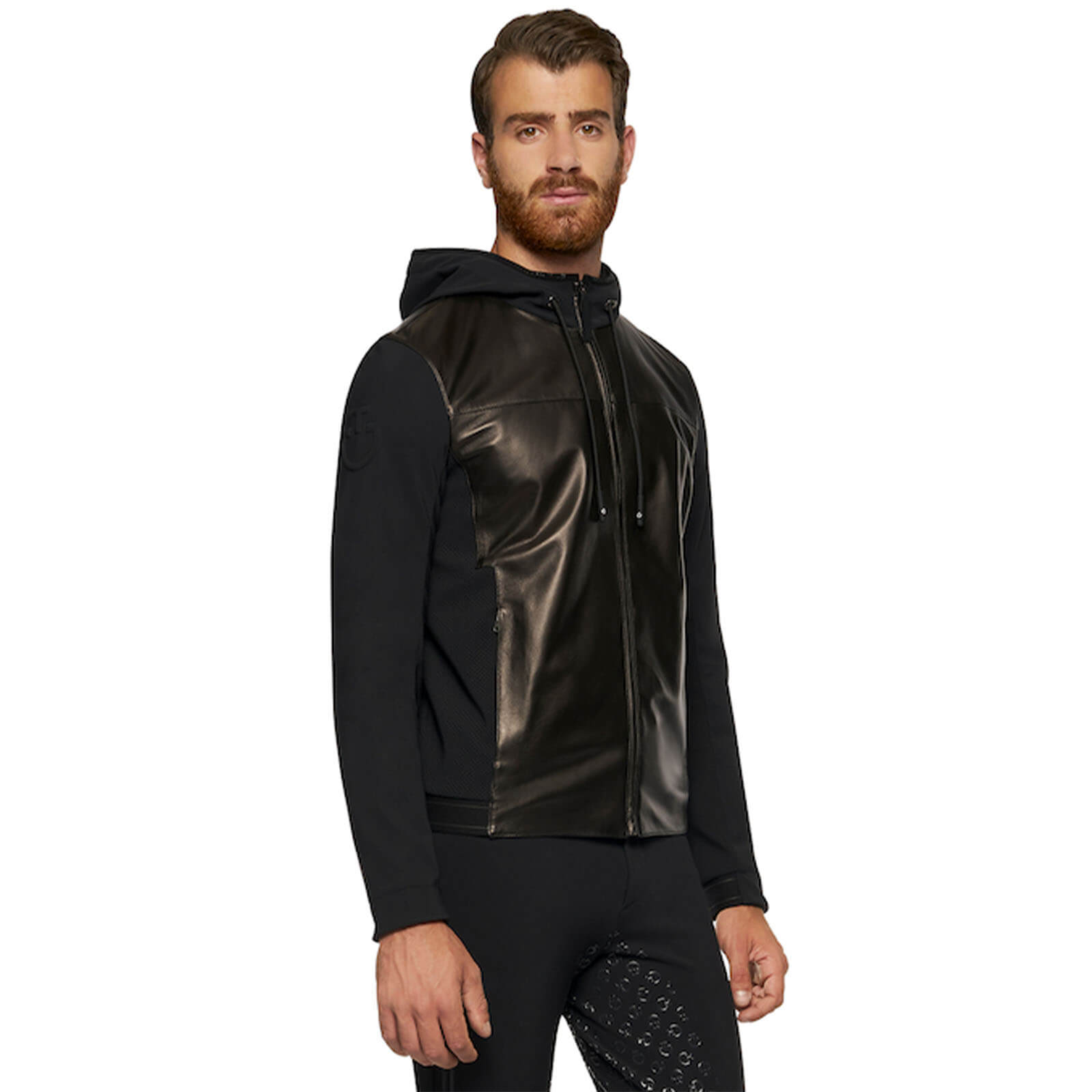 Jacke Herren Hooded Leather Zip w/ Jersey Inserts FS 2022 Lederjacke