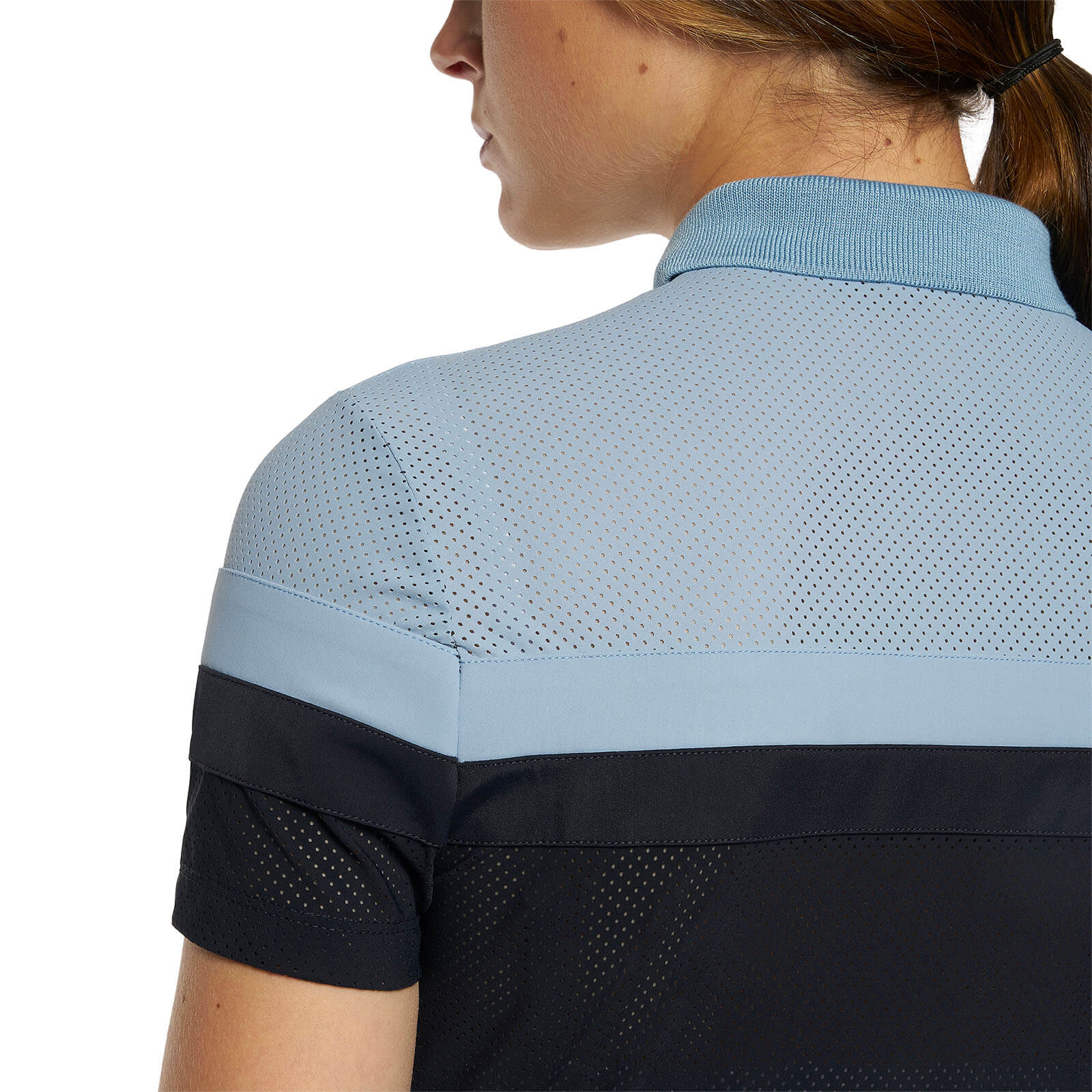 Trainings-Poloshirt Damen Perforated Jersey Short Sleeve w/ Jersey Stripes