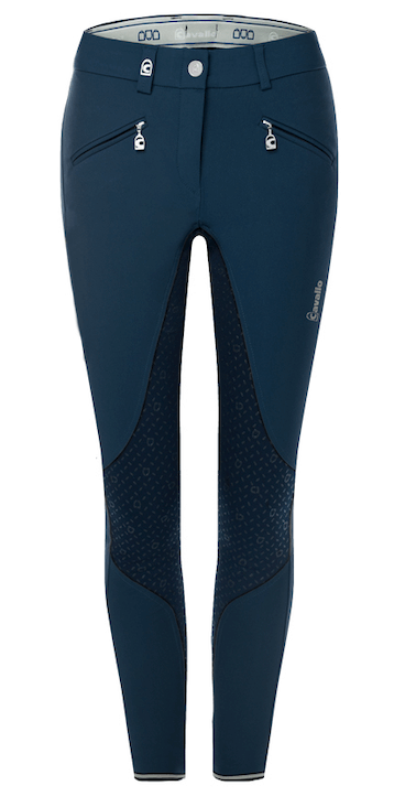 Reithose Damen Full-Grip Caja Grip Microfaser, Darkblue, Produkt allein auf weißem Hintergrund.