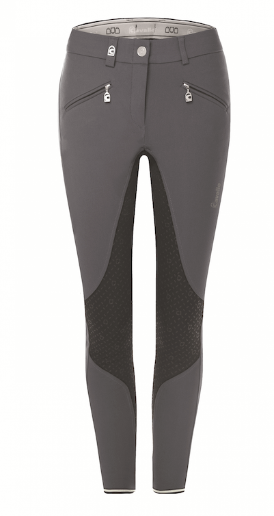 Reithose Damen Full-Grip Caja Grip Microfaser, Twilight-graphite, Produkt allein auf weißem Hintergrund.