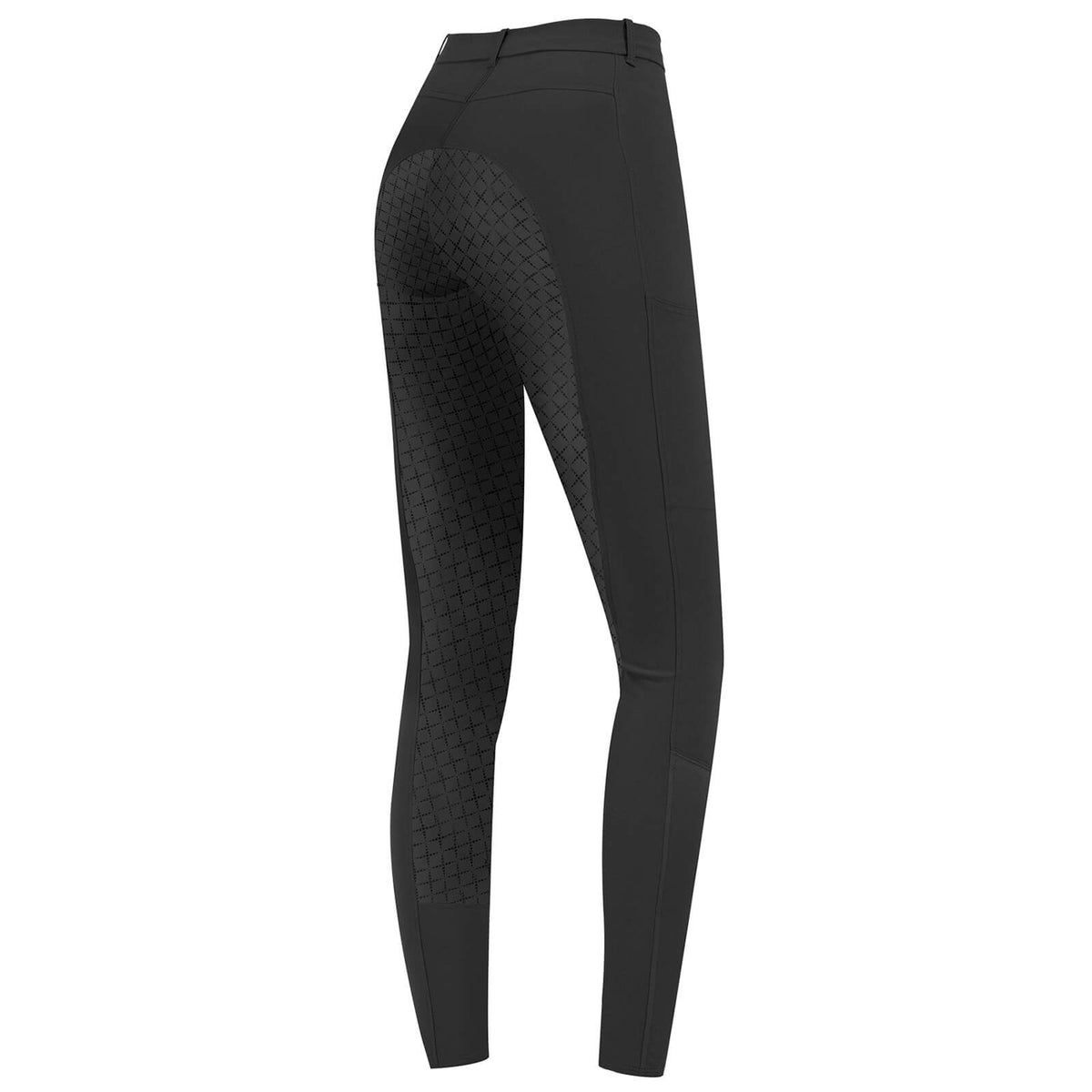 Reithose Damen Full-Grip Micro Sport Silikon, Schwarz, Produkt allein auf weißem Hintergrund.