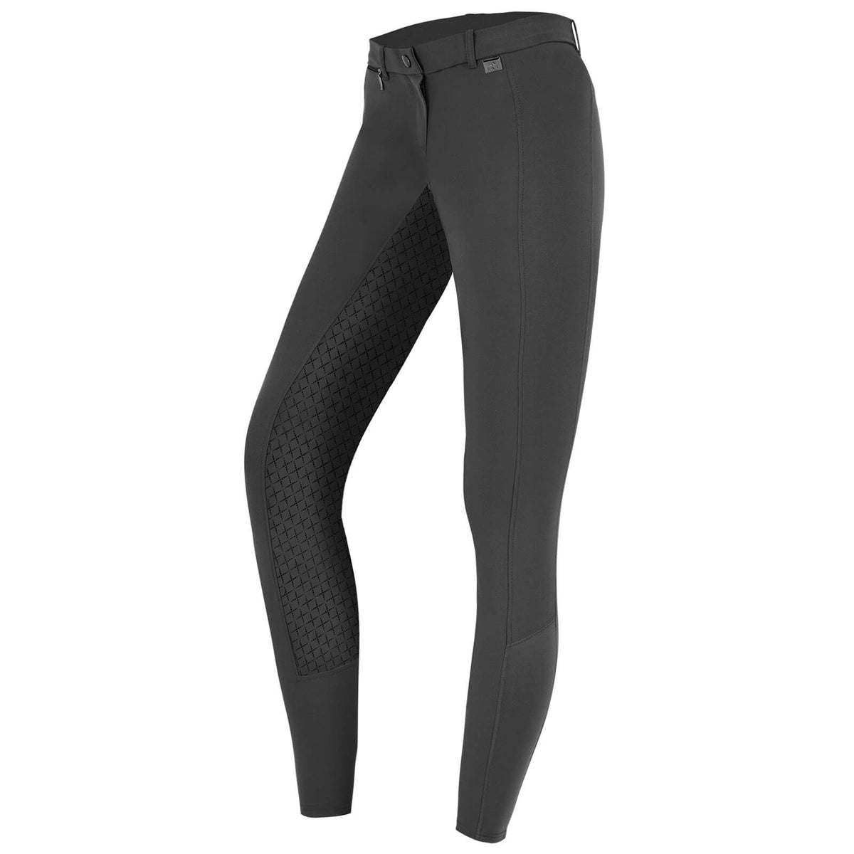 Reithose Kinder Full-Grip Micro Sport Silikon, Asphalt, Produkt allein auf weißem Hintergrund.