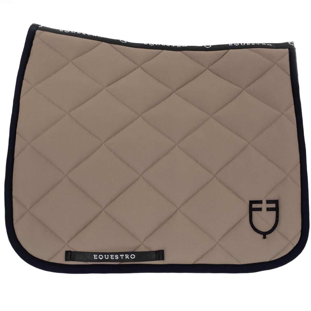Equestro Schabracke Dressur Technical Fabric Black Line Dressurschabracke, Beige, Produkt allein auf weißem Hintergrund.