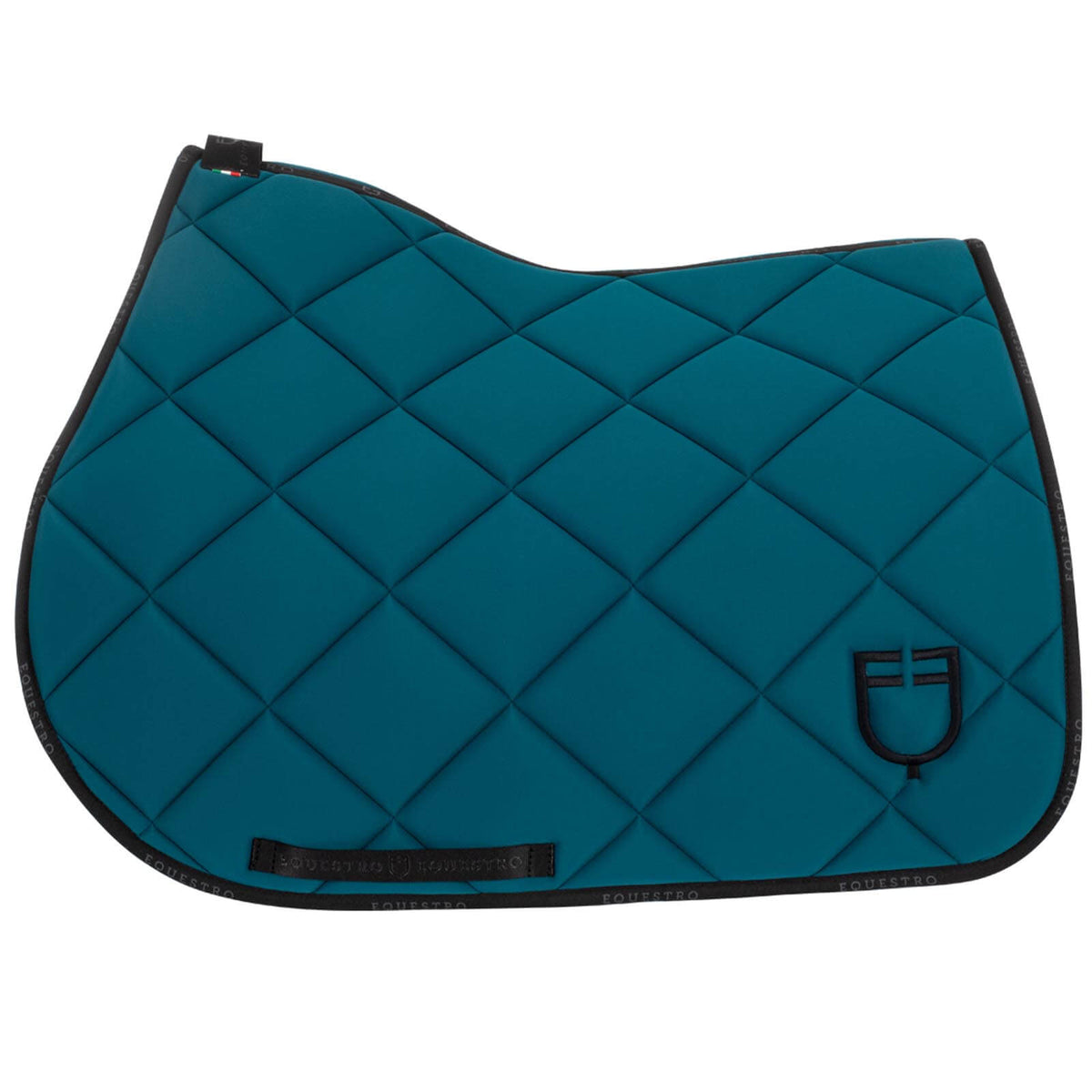 Equestro Schabracke Springen Technical Fabric with Logo Springschabracke, Petrol, Produkt allein auf weißem Hintergrund.