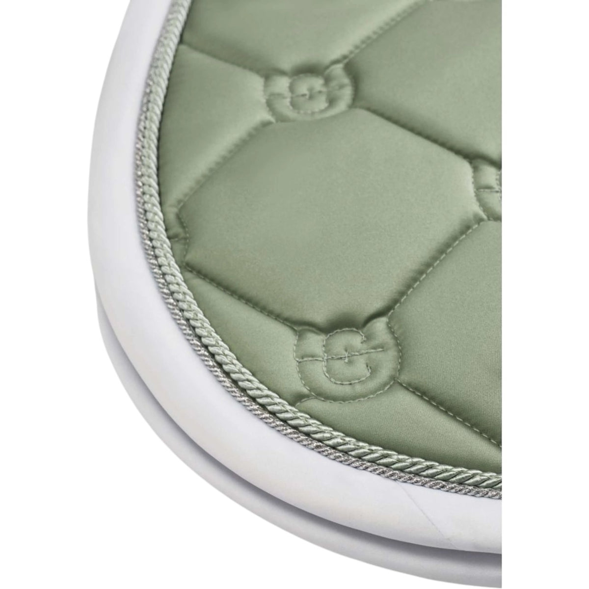 Equestrian Stockholm Springschabracke Pistachio White, Hellgrün, Detailaufnahme der Schabracke.