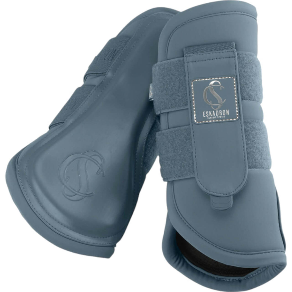 Eskadron Gamaschen Softshell Classic Sports FS25 Beinschutz, Steel Blue, Produktpaar auf weißem Hintergrund.