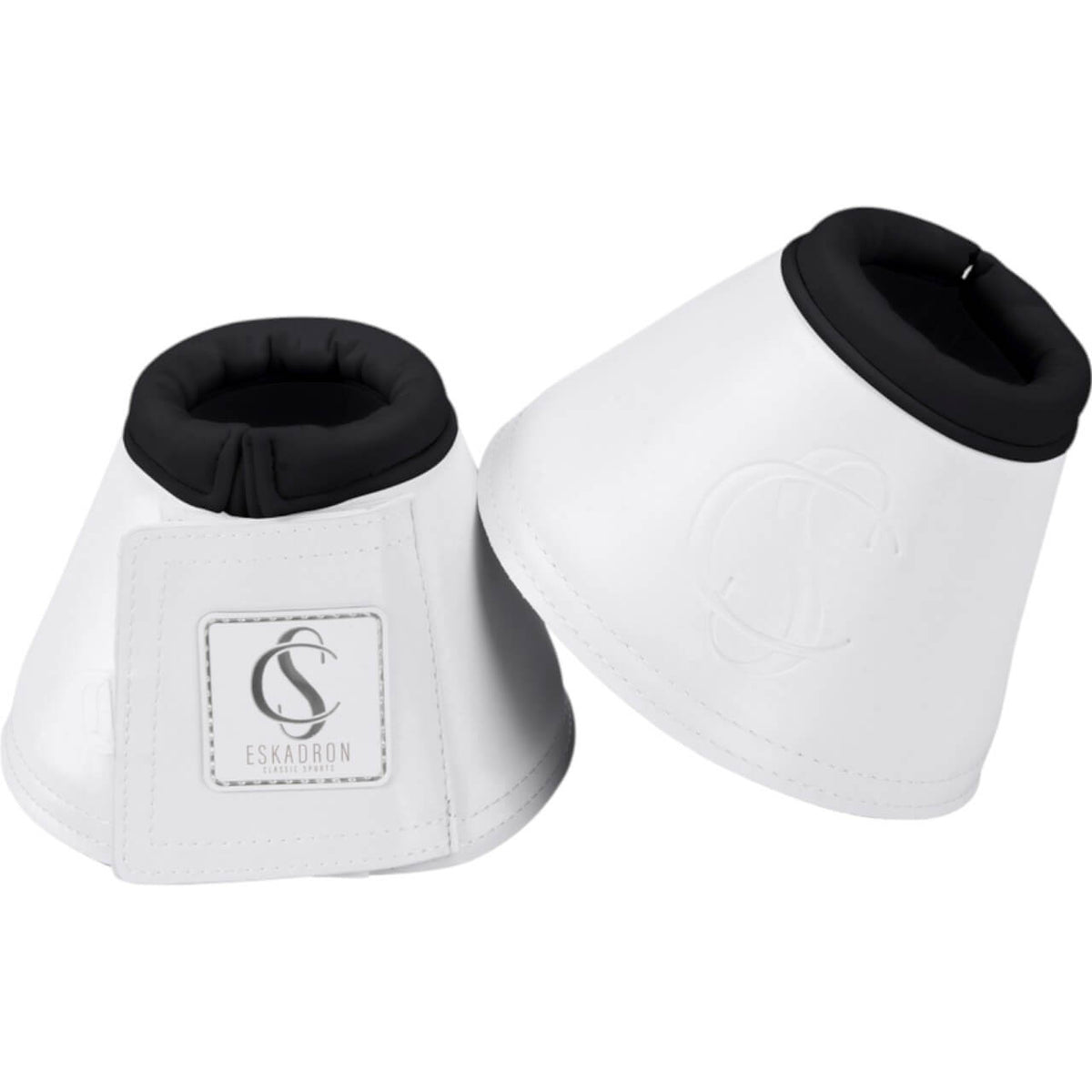 Eskadron Hufglocken Softslate Classic Sports FS25 Sprungglocken, White, Paar auf weißem Hintergrund.