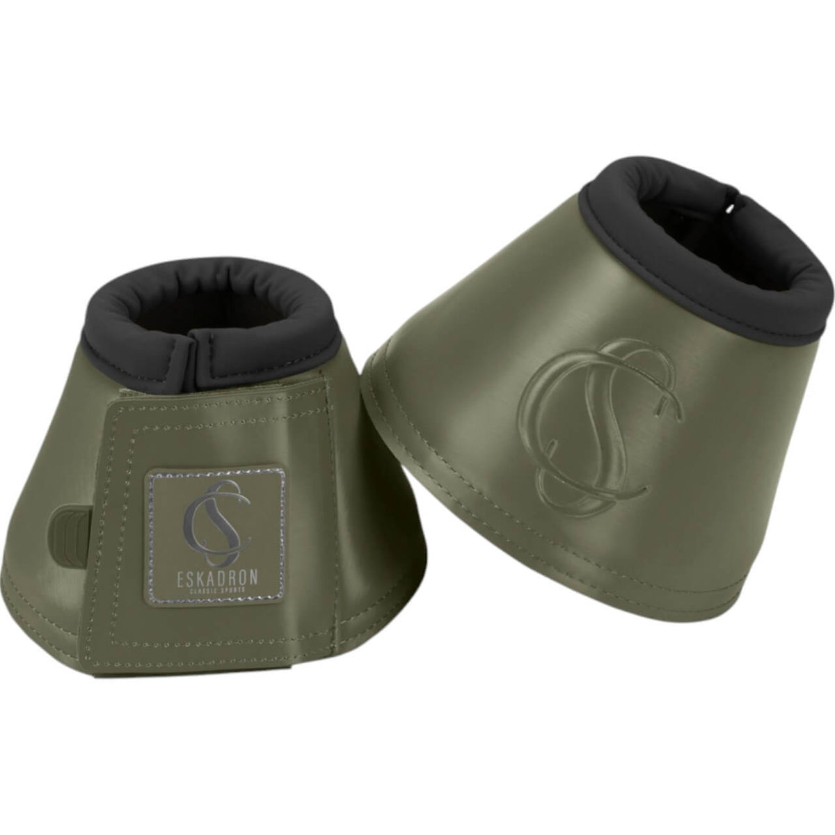 Hufglocken Softslate Classic Sports FS25 Sprungglocken, Dusty Olive, Paar auf weißem Hintergrund.