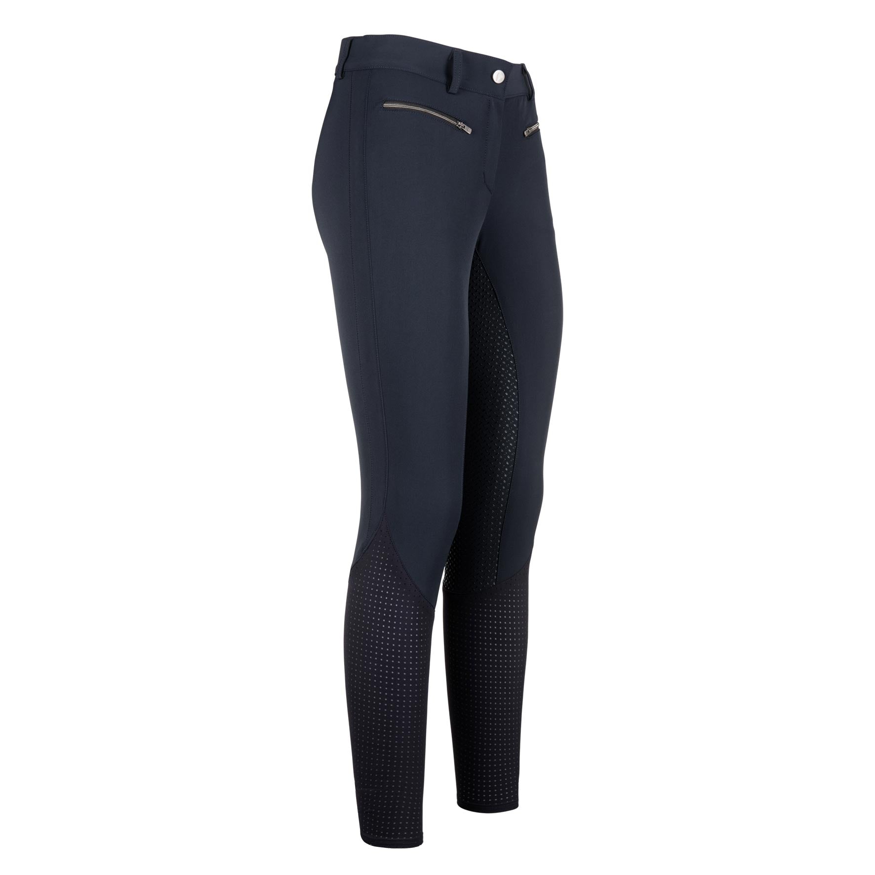 Reithose Damen ESAirflow Classic Full Grip Vollbesatz Damenreithose, Navy, Produkt allein auf weißem Hintergrund.