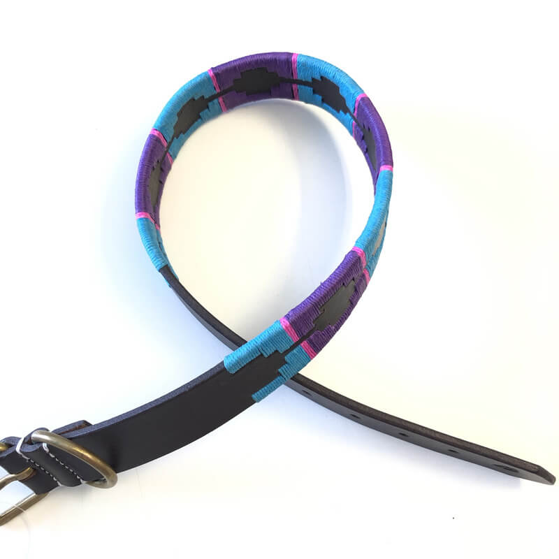 Halsband Leder Polo Style, mehrfarbig, Produkt allein auf weißem Hintergrund.