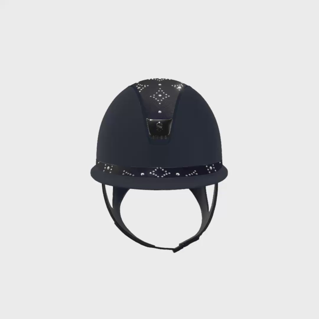 Reithelm Miss Shield 2.0 Shadow Blue Top + FB Celestial Crystal Navy Trim + Blason Black Chrome - 360°-Video (1:1)