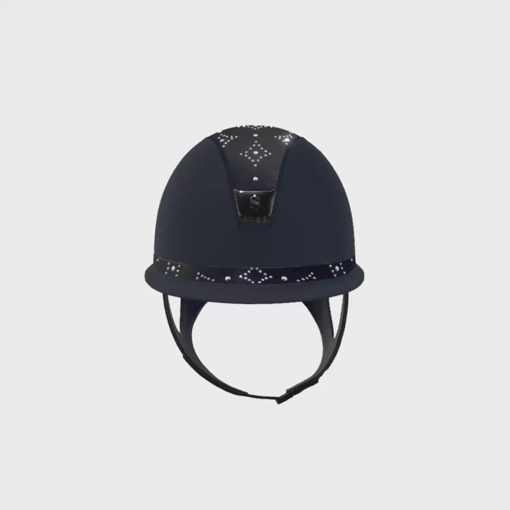 Reithelm Miss Shield 2.0 Shadow Blue Top + FB Celestial Crystal Navy Trim + Blason Black Chrome - 360°-Video (1:1)
