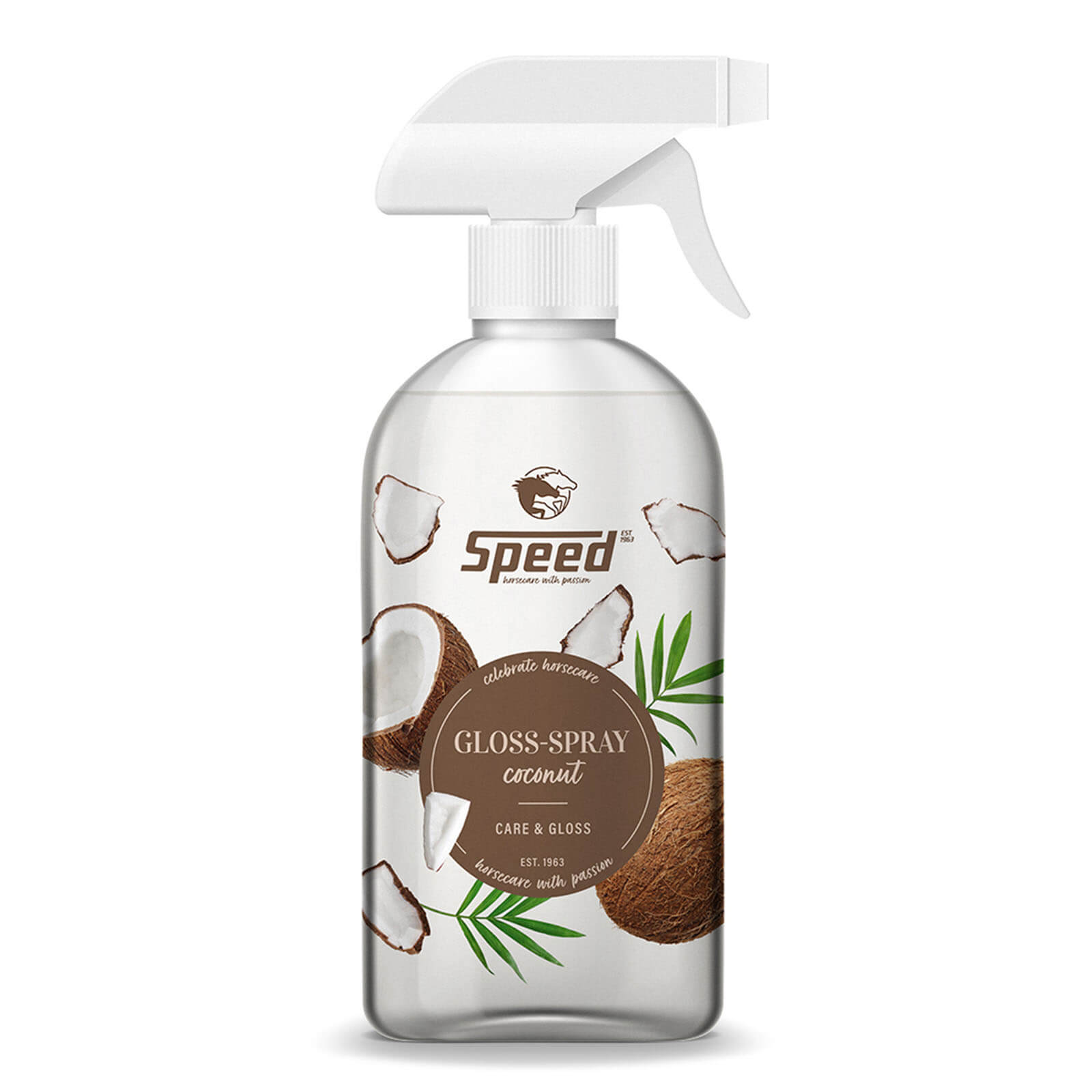 Speed Gloss-Spray Coconut Mähnenschweifspray Glanzspray, 500 ml, Produkt allein auf weißem Hintergrund.