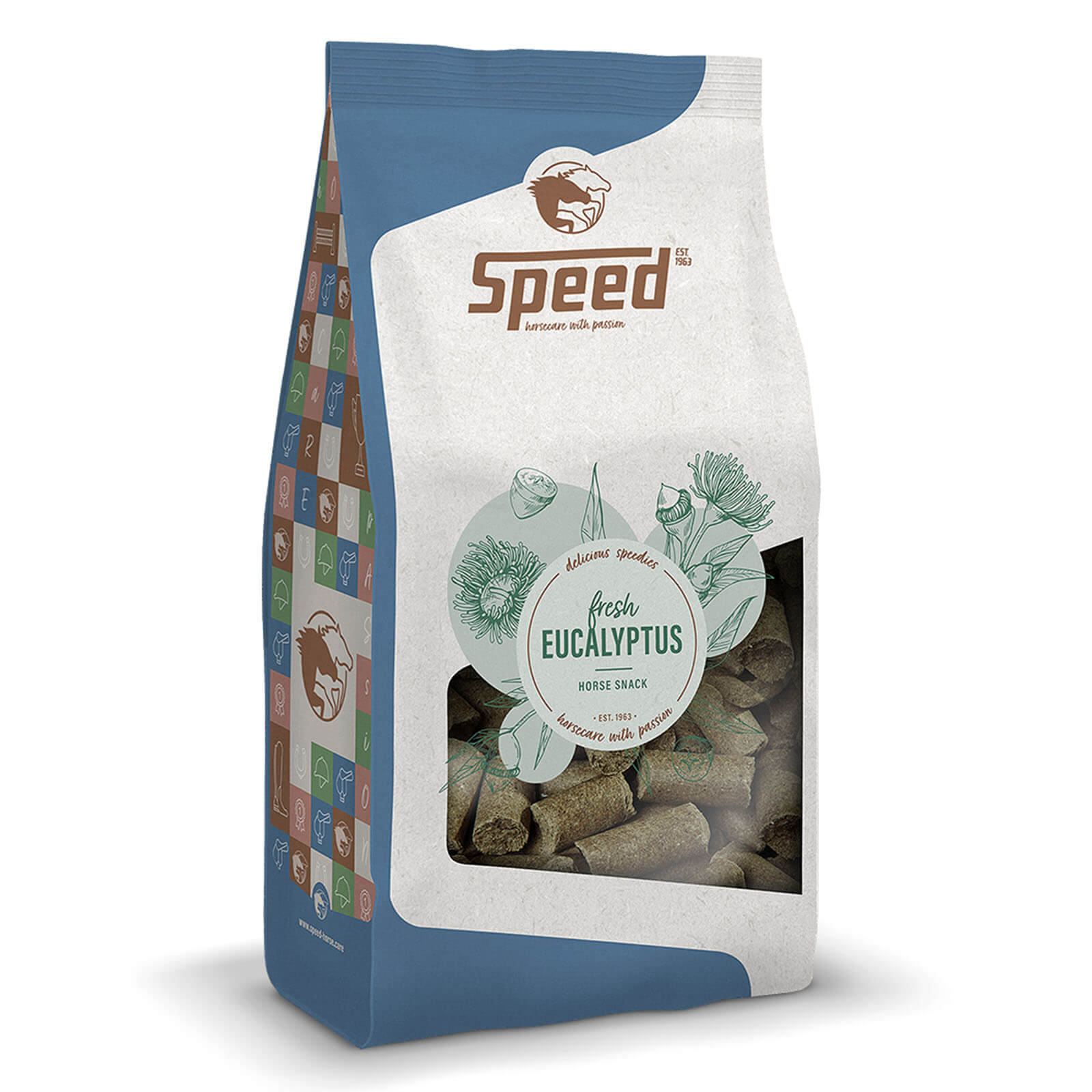 Speed Leckerlies Delicious Speedies Eukalyptus, 1 kg, Produkt allein auf weißem Hintergrund.