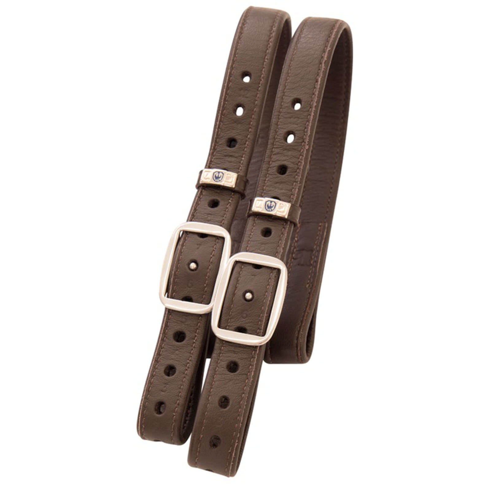 Stübben Steigbügelriemen Mono de Luxe Lederriemen Braun, Produkt allein auf weißem Hintergrund.
