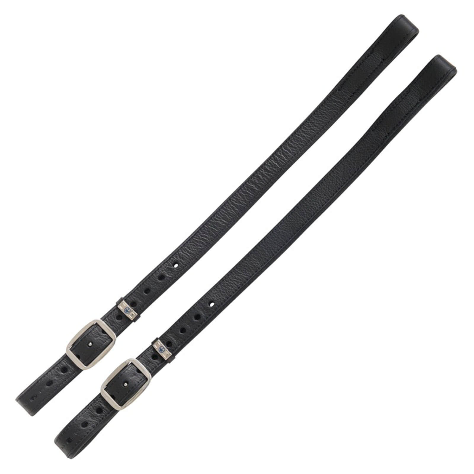 Steigbügelriemen Mono de Luxe Lederriemen, Schwarz, Produkt allein auf weißem Hintergrund.