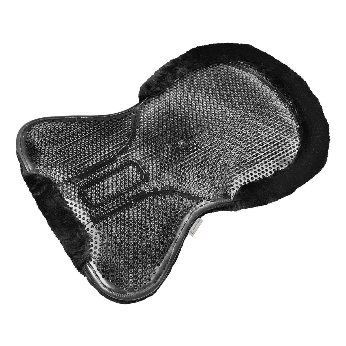 Waldhausen Gelpad mit Synthetik-Fell, Schwarz, Produkt allein auf weißem Hintergrund.