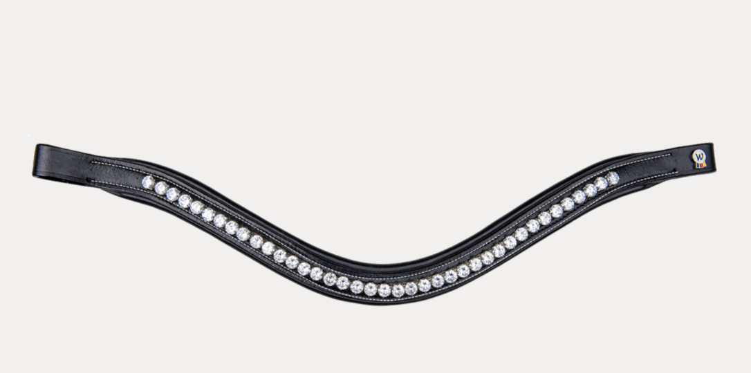 Trensenzaum X-Line Supersoft Joy, Schwarz, Detailaufnahme des Stirnriemens.