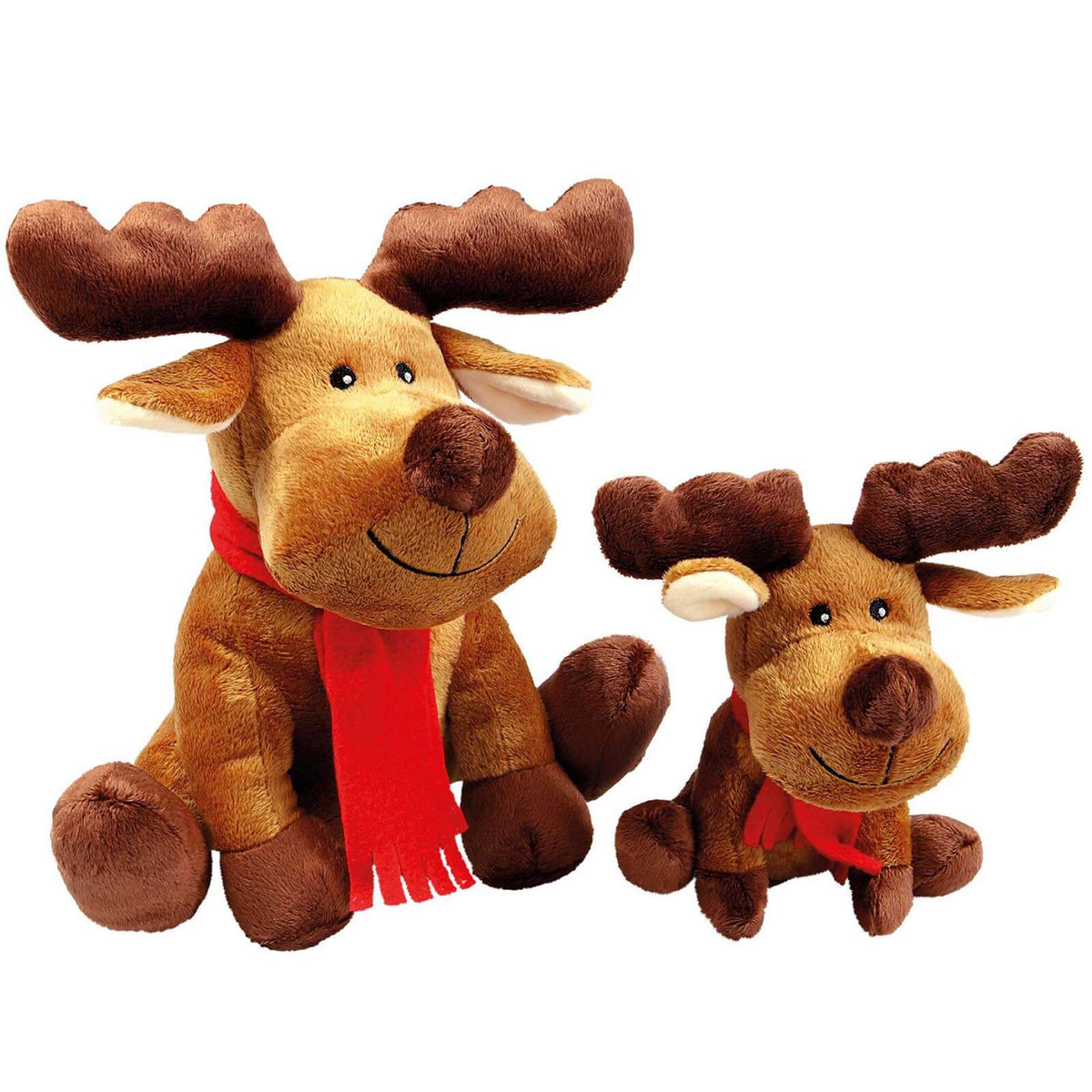 Wolters Plüschelch Rudolph Hundespielzeug, mehrfarbig, zwei Spielzeuge auf weißem Hintergrund.